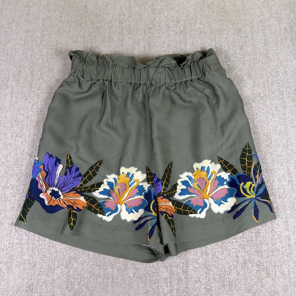 Scotch and Soda Stay Sunny Shorts Women's M Hi Rise Tropical‎ Resort Olive Green